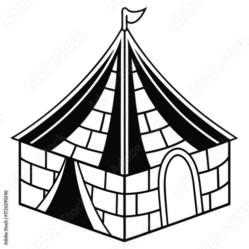A black silhouette of a blanket fort