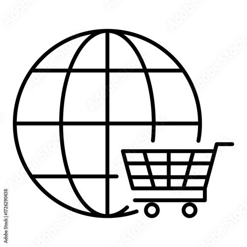 international e-commerce line icon with editable stroke