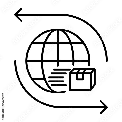 international trading flow line icon with editable stroke