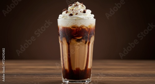 Iced coffee drink with whipped cream