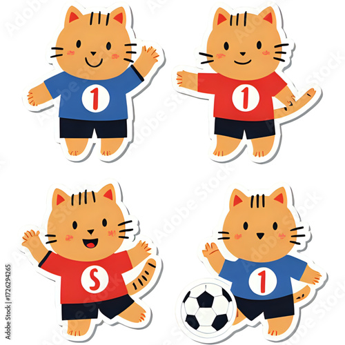 set of funny cartoon soccer players