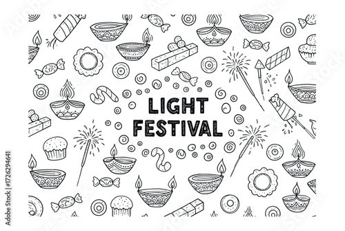 Celebrating light festival traditions cultural events decorative festive atmosphere celebratory viewpoint. Vector illustration