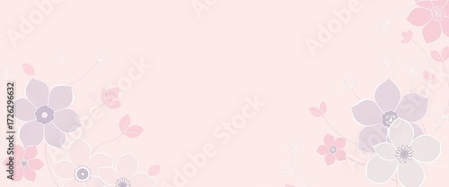 Abstract pastel floral line art background Minimalist continuous line drawing vector banner template, botanical, background