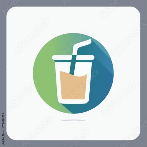 Modern beverage icon with gradient background and long shadow effect for digital content