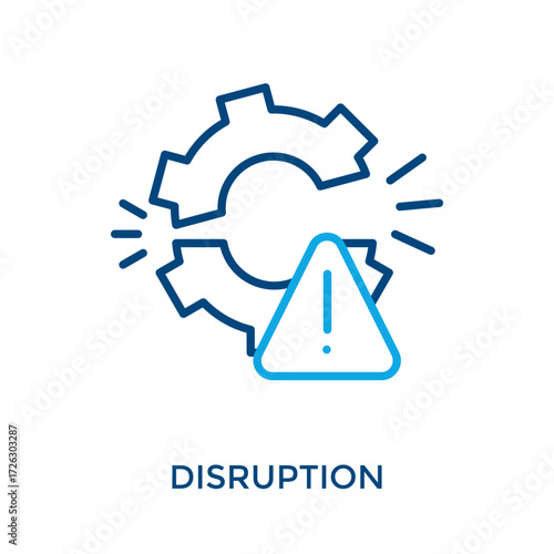 Disruption Icon Outline Color Style. Vector Illustration For Graphic Design