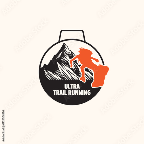 trail run medal design logo veftor image