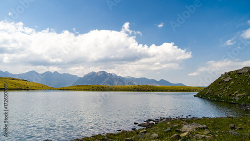 a beautiful mountain lake. a lake in the mountains