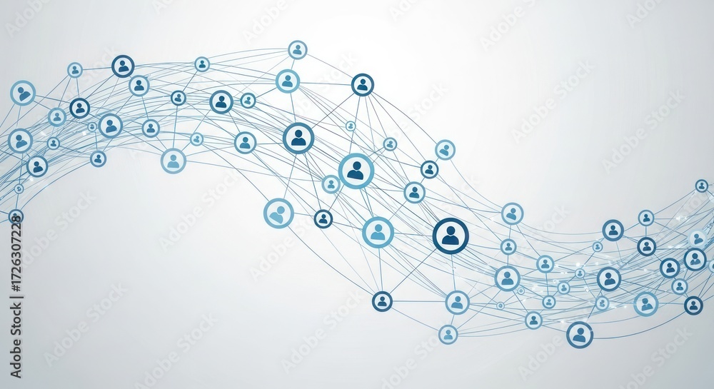 Obraz premium Abstract network connection background with lines and circles representing people