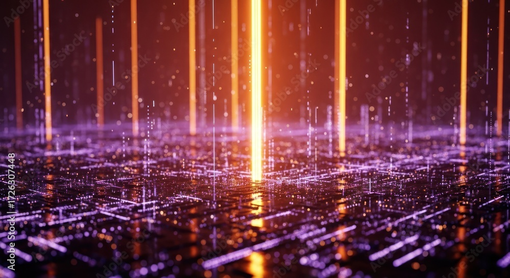 Obraz premium Abstract technology background with glowing lines and futuristic elements and digital landscape