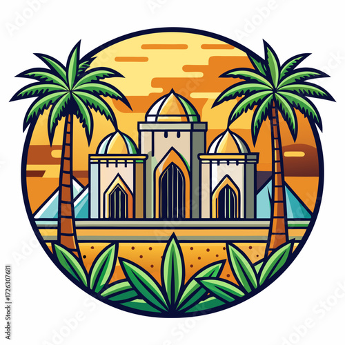 vector illustration of a tropical island with palms