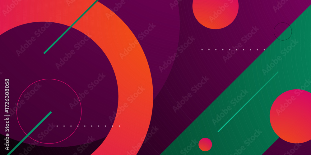 Obraz premium Abstract dynamic color background with purple, orange, and green element concept. Abstract geometric banner background.