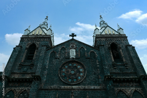 Central square of Baños de Agua Santa, Ecuador, in front of the Church of Our Lady of the Holy Water