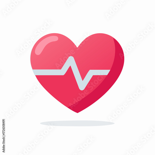 Visual representation of a heart symbol with an electrocardiogram design in a flat style