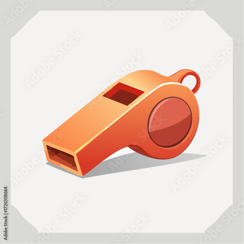 Vivid Illustration of an Orange Whistle, Ideal for Sports, Games, and Announcements