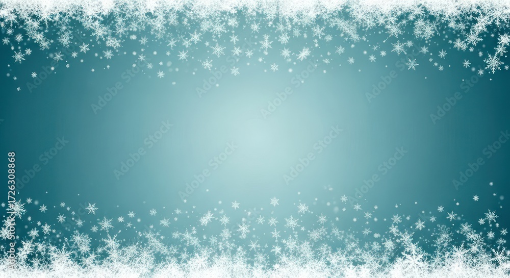 Fototapeta premium Elegant winter background featuring delicate snowflakes on a gradient blue surface