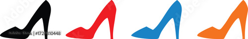 high heel shoes icon in outline and flat style , vector illustration 
