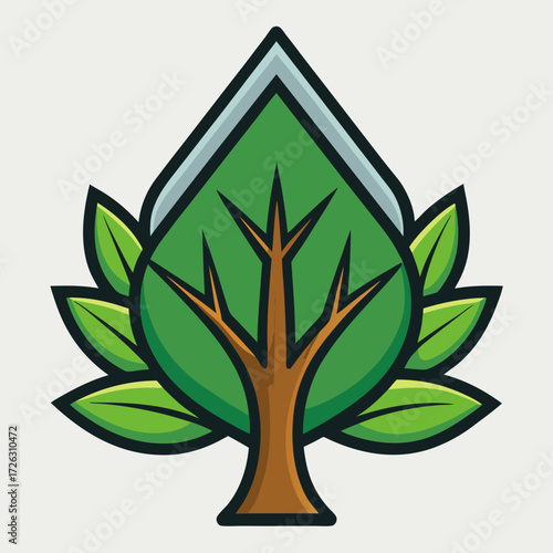 vector tree with green leaves