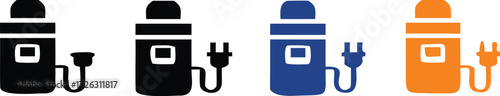 Plug icon symbol and electric car station, hybrid vehicle charging point logo. charging station icon. vector illustration 

