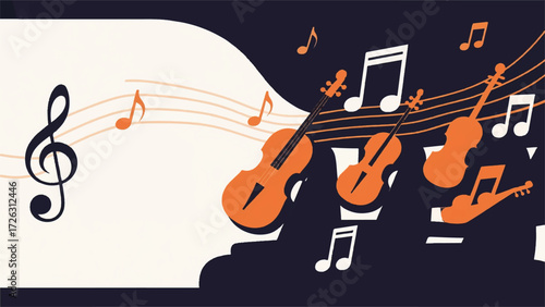 Orchestra Music Notes Sound Illustrator Artwork Banner Background Design Template 