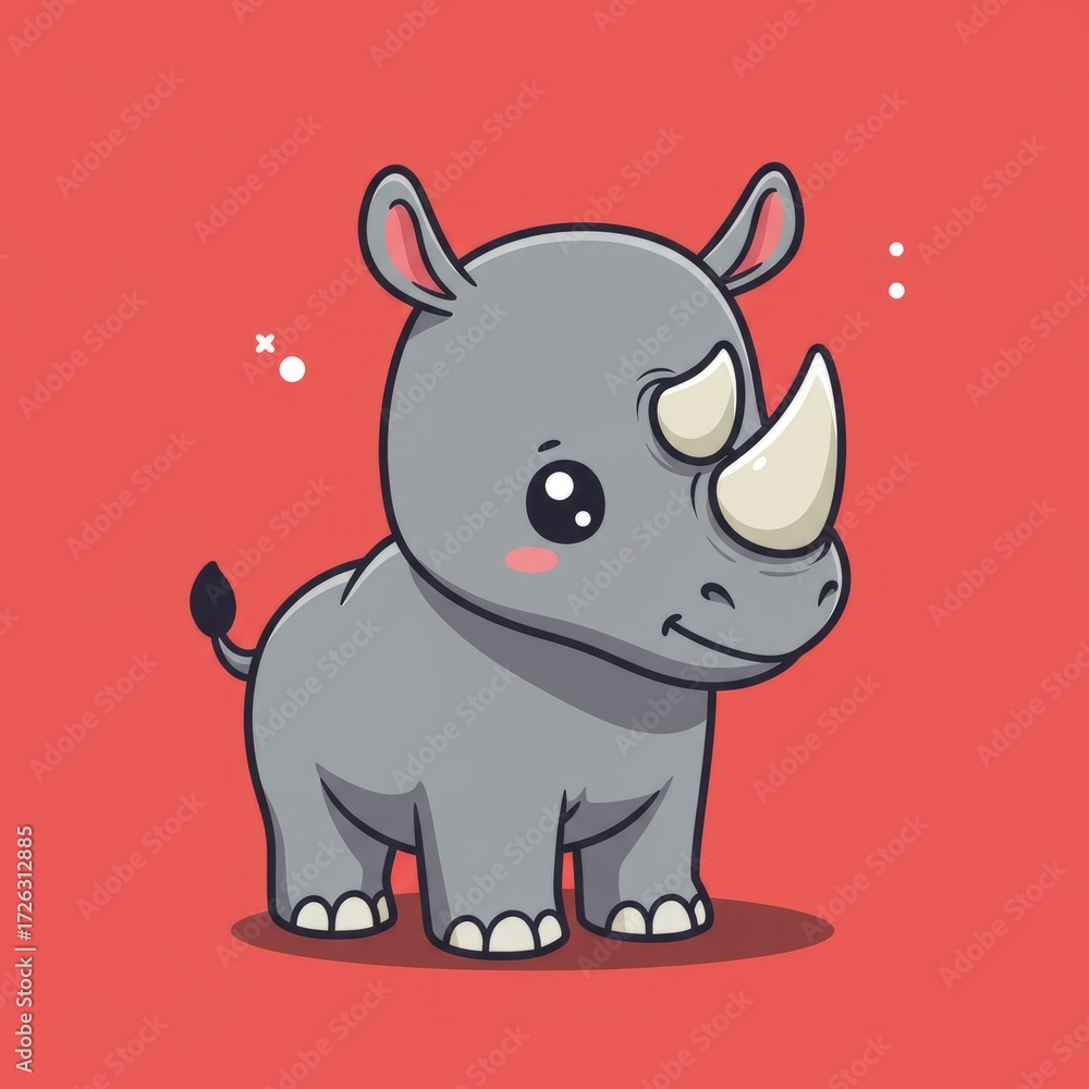Fototapeta premium Rhino mascot illustration with bold and dynamic style. Perfect for esport logo, sports team emblem, gaming character, and strong brand identity.