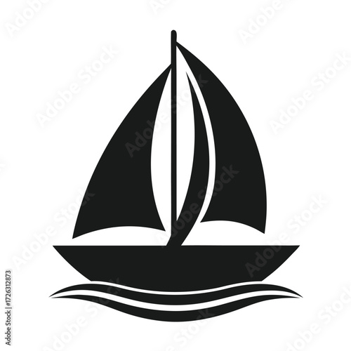 Illustration of a sailboat, showcasing a simple and elegant design suitable for nautical themes and minimalist projects, vector art