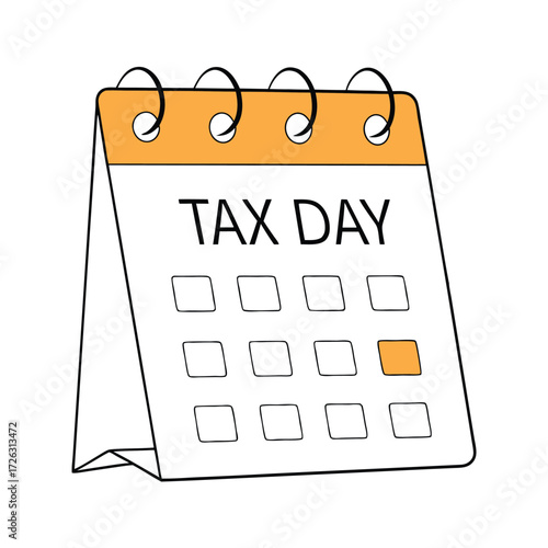 Tax day deadline calendar reminder with highlighted day for filing taxes on time vector
