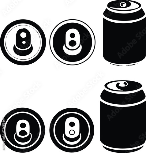 Soda can icon vector illustration black line.. Beverage, sign and symbol soda and juice silhouette. 
