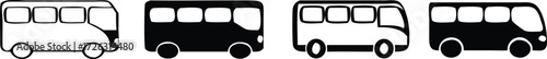 Vector art of alternating bus icons white outline and black solid fill 
