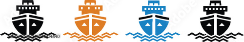 ship icon Line graphics illustration 
