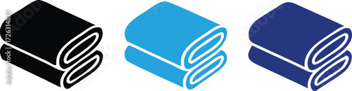 Versatile towel icons in various colors, perfect for spa, bathroom, or hotel branding, offering clean design and modern aesthetic appeal 

