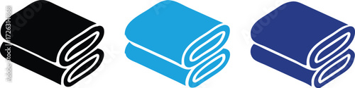Versatile towel icons in various colors, perfect for spa, bathroom, or hotel branding, offering clean design and modern aesthetic appeal 
