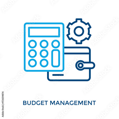 Budget Management Icon Outline Color Style. Vector Illustration For Graphic Design