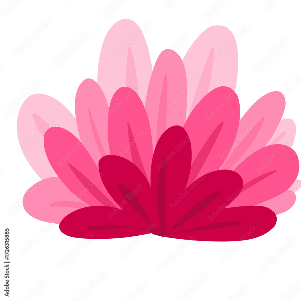 Naklejka premium Blooming Pink Red Flower Illustration