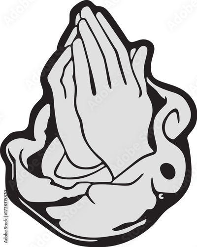 Praying hands tattoo vector illustration 