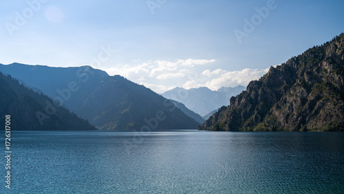 a beautiful mountain lake. a lake in the mountains