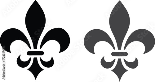 Fleur De Lis icon. Vector illustration. Fleur de lys vintage design element or icon in black suitable for heraldry and classic decoration design in various shapes