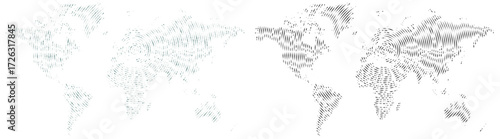 Dotted world map. Round style dotted vector world map in geometric style. Continents with dot art in vector circle pattern. Round style dotted shape earth showcasing all country of the world