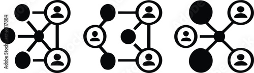 core of connection icon set. containing decentralized intelligence and network system in iconic form thin line and color style icon symbol sign for your app and web. vector illustration