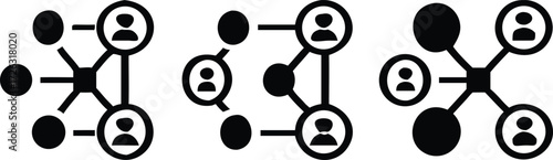 core of connection icon set. containing decentralized intelligence and network system in iconic form thin line and color style icon symbol sign for your app and web. vector illustration