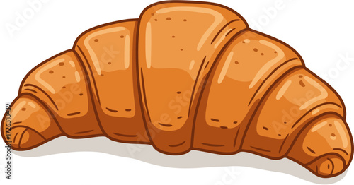 Delicious golden brown croissant pastry illustration.