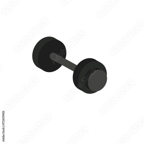 A single black dumbbell illustrated in an isometric view, representing strength, power, and athletic conditioning