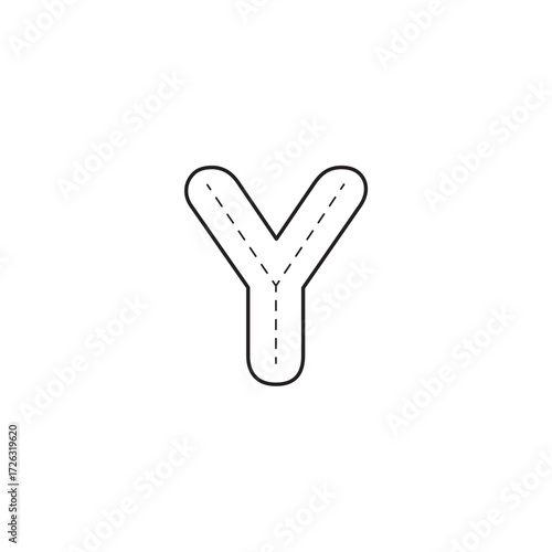 Stylized Letter Y Design A Modern Twist on Alphabet Typography with dashed lines