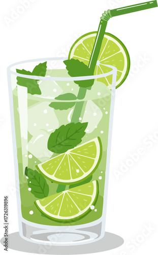 Refreshing Mojito Cocktail in a Glass.