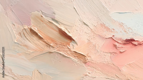 Impasto Abstract - Peach and Rose Hues in Textured Canvas.