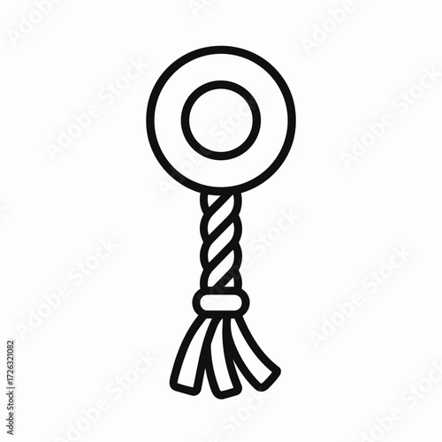 Dog toy minimalistic line art illustration in black-and-white vector style