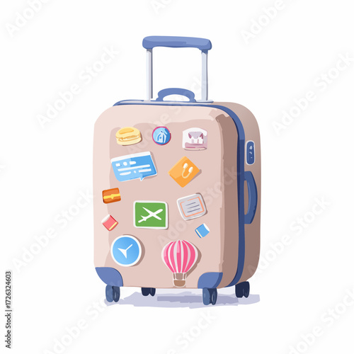 Travel Ready Suitcase Adorned with Souvenir Stickers for the Globetrotter