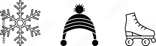 woolen winter cap vector icon holiday winter hat vector icon winter hat line art icon winter hat vector icon set, black color and white background Winter Hat vector icon