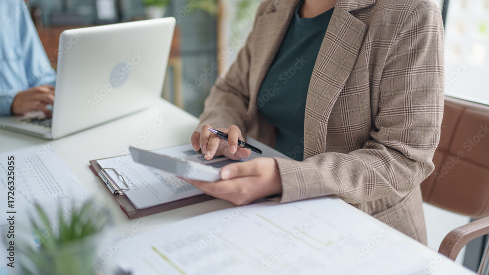 Fototapeta premium business man Auditor or internal revenue service staff checking annual financial statements company Audit &nbsp;Accounting tax.