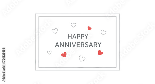 Minimalist anniversary greeting card design featuring red and white hearts, perfect for expressing love and celebration in a simple and elegant way for personal use.