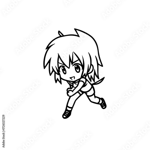 Wallpaper Mural Black and white hot anime character line art illustration, stylish minimal outline drawing in clean style Torontodigital.ca